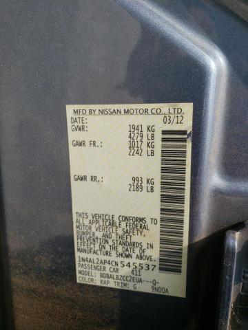 Photo 10 from auction – 2012 NISSAN ALTIMA BAS with VIN 1N4AL2AP4CN545537