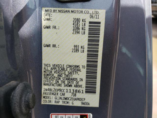 NISSAN ALTIMA SR 2012 with VIN 1N4BL2EP9CC113861 - Photo from auction
