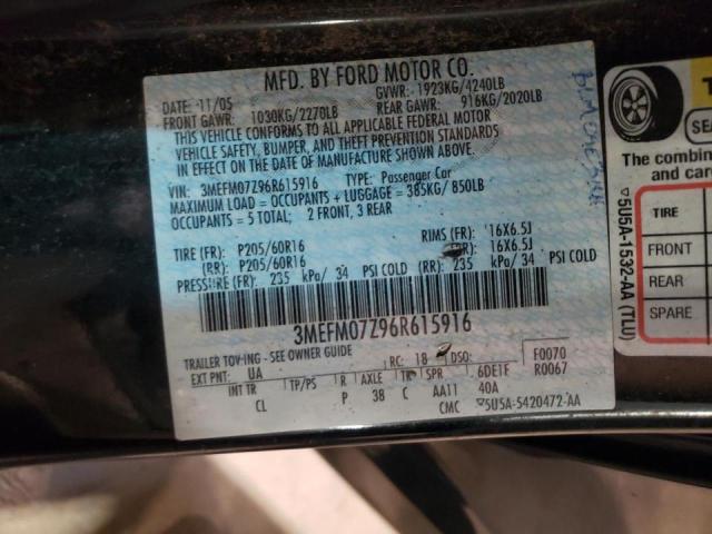 Photo 10 from auction – 2006 MERCURY MILAN with VIN 3MEFM07Z96R615916