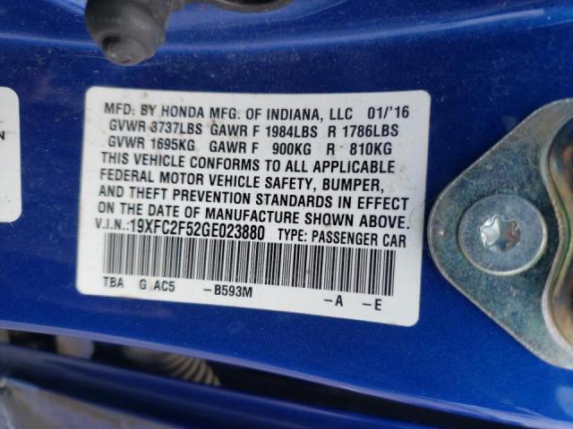 Photo 10 from auction – 2016 HONDA CIVIC LX with VIN 19XFC2F52GE023880
