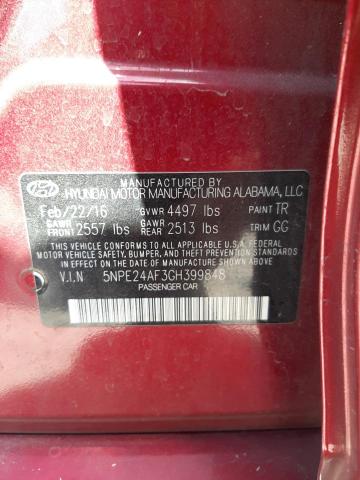 Photo 10 from auction – 2016 HYUNDAI SONATA SE with VIN 5NPE24AF3GH399848