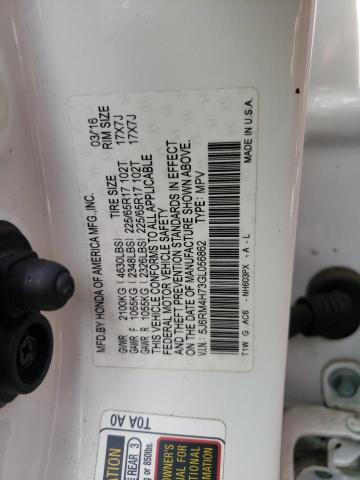 Photo 10 from auction – 2016 HONDA CR-V EXL with VIN 5J6RM4H73GL056862