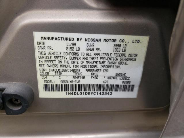 Photo 10 from auction – 2000 NISSAN ALTIMA XE with VIN 1N4DL01D9YC142342