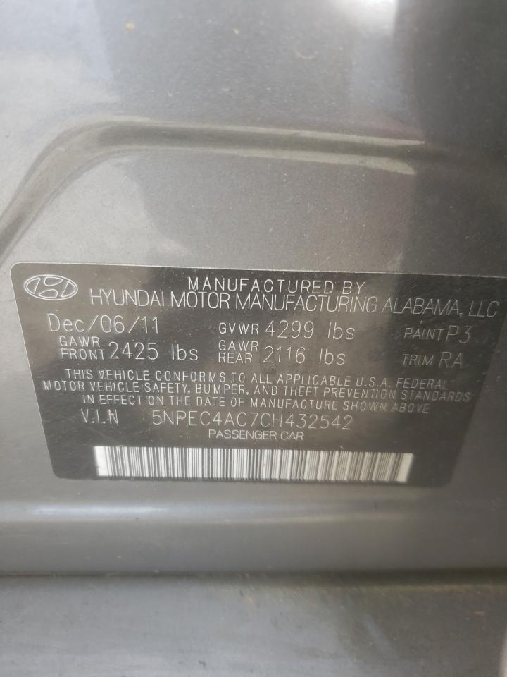 صورة رقم 10 من المزاد - 2012 HYUNDAI SONATA SE مع VIN 5NPEC4AC7CH432542