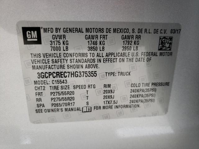 Photo 10 from auction – 2017 CHEVROLET silverado with VIN 3GCPCREC7HG375355