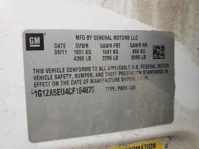 Photo 10 from auction – 2012 CHEVROLET MALIBU LS with VIN 1G1ZA5EU4CF164875