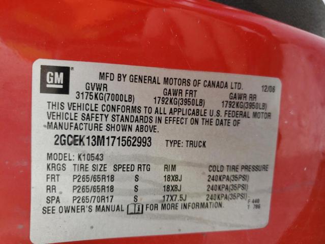 Photo 10 from auction – 2007 CHEVROLET SILVERADO with VIN 2GCEK13M171562993