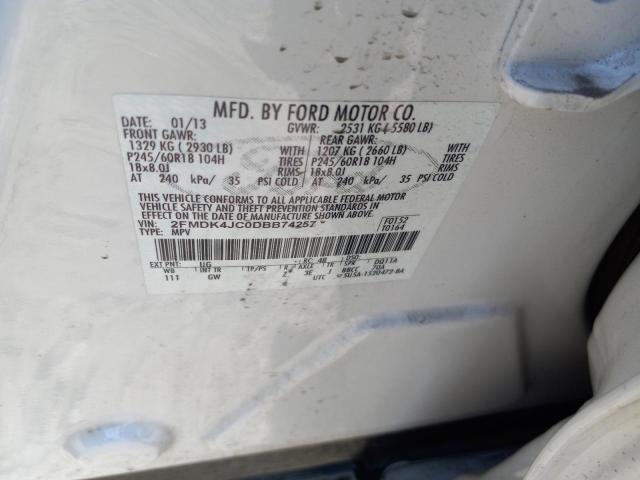 Photo 10 from auction – 2013 FORD EDGE SEL with VIN 2FMDK4JC0DBB74257