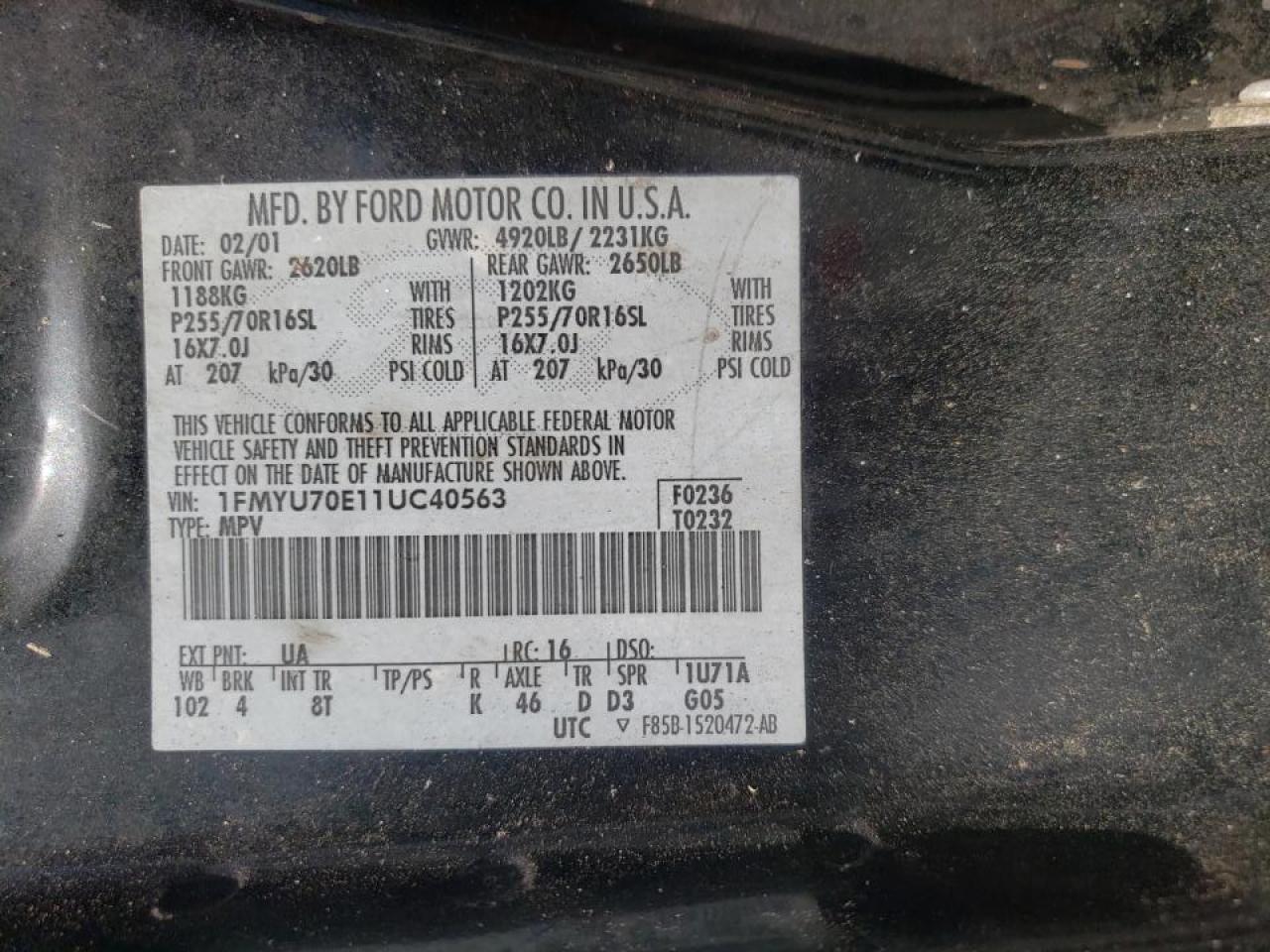 Photo 10 from auction – 2001 FORD EXPLORER S with VIN 1FMYU70E11UC40563