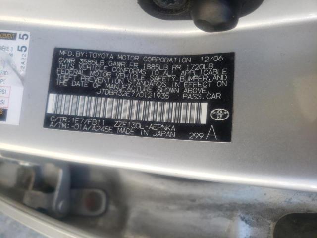 Photo 10 from auction – 2007 TOYOTA COROLLA CE with VIN JTDBR32E770121935