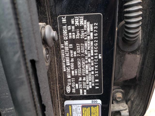 Photo 10 from auction – 2012 KIA SORENTO BA with VIN 5XYKTCA68CG216732