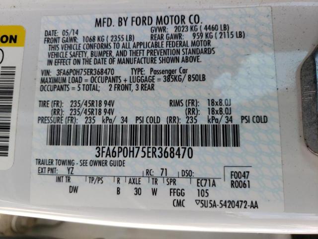 Photo 10 from auction – 2014 FORD FUSION SE with VIN 3FA6P0H75ER368470