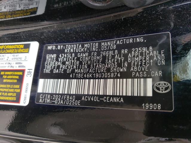 Photo 1 from auction – 2009 TOYOTA CAMRY BASE with VIN 4T1BE46K19U305874