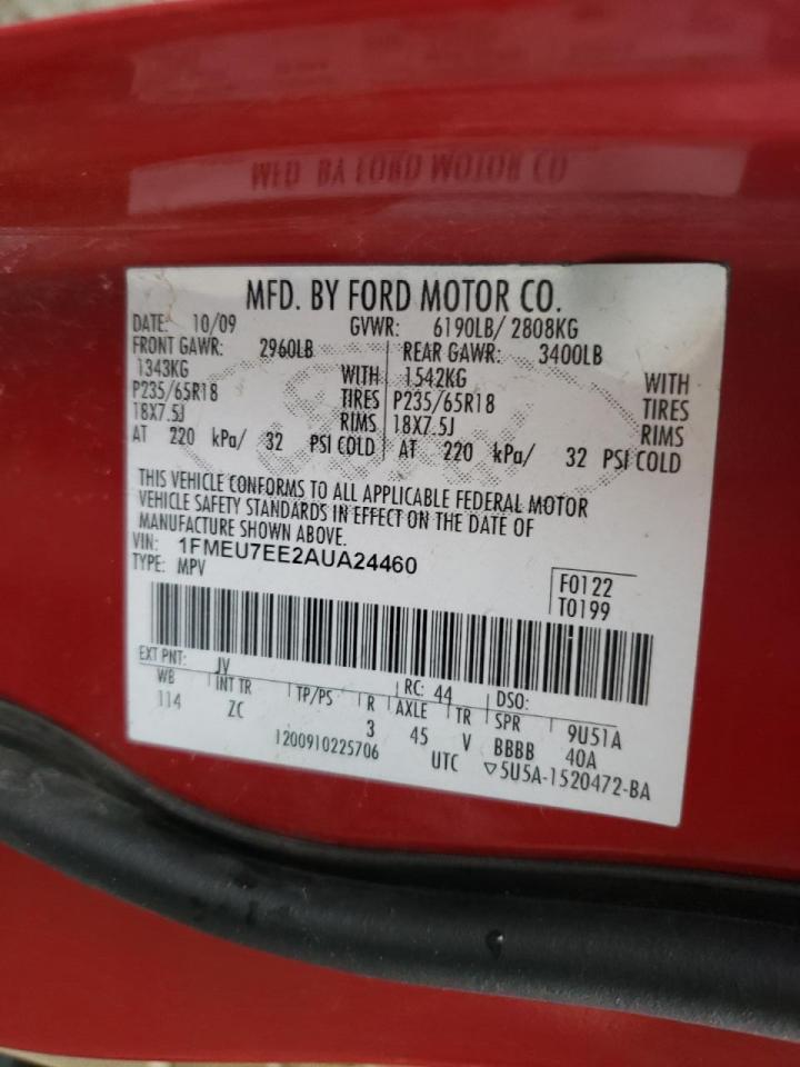 Photo 10 from auction – 2010 FORD EXPLORER E with VIN 1FMEU7EE2AUA24460