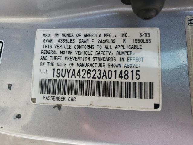 Photo 10 from auction – 2003 ACURA 3.2CL TYPE with VIN 19UYA42623A014815