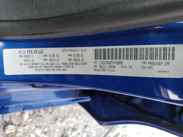 CHRYSLER 200 LIMITE 2015 z numerem VIN 1C3CCCAB2FN749808 - Zdjęcie z aukcji
