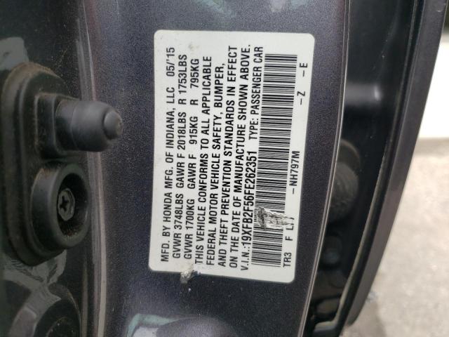 Photo 10 from auction – 2015 HONDA CIVIC LX with VIN 19XFB2F56FE262351
