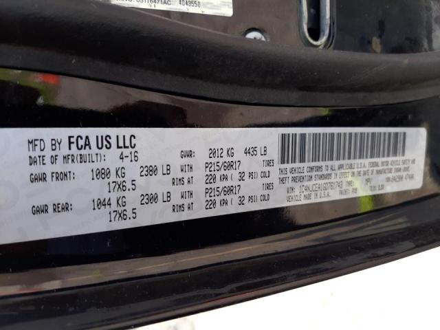 Photo 10 from auction – 2016 JEEP COMPASS LA with VIN 1C4NJCEA1GD761743