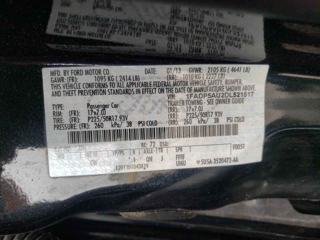 Photo 10 from auction – 2013 FORD C-MAX SE with VIN 1FADP5AU2DL521517