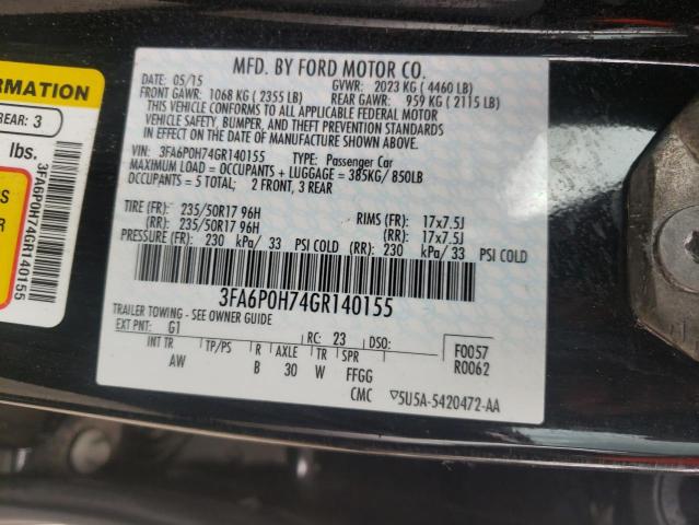 Photo 10 from auction – 2016 FORD FUSION SE with VIN 3FA6P0H74GR140155
