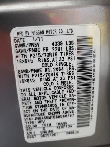 Photo 10 from auction – 2011 NISSAN ROGUE with VIN JN8AS5MT8BW566797