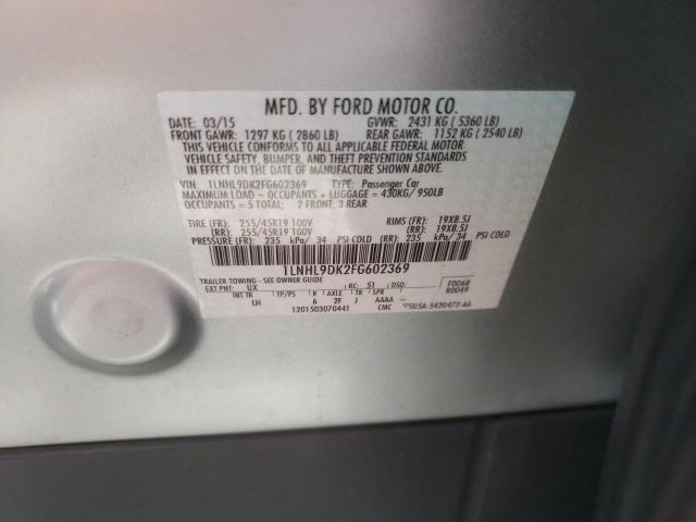 Photo 10 from auction – 2015 LINCOLN MKS with VIN 1LNHL9DK2FG602369
