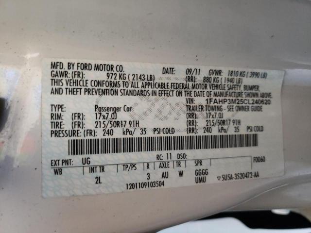 Photo 10 from auction – 2012 FORD FOCUS SEL with VIN 1FAHP3M25CL240620