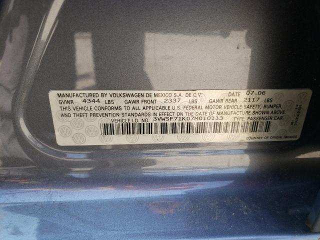 Photo 10 from auction – 2007 VOLKSWAGEN JETTA 2.5 with VIN 3VWSF71K07M010113