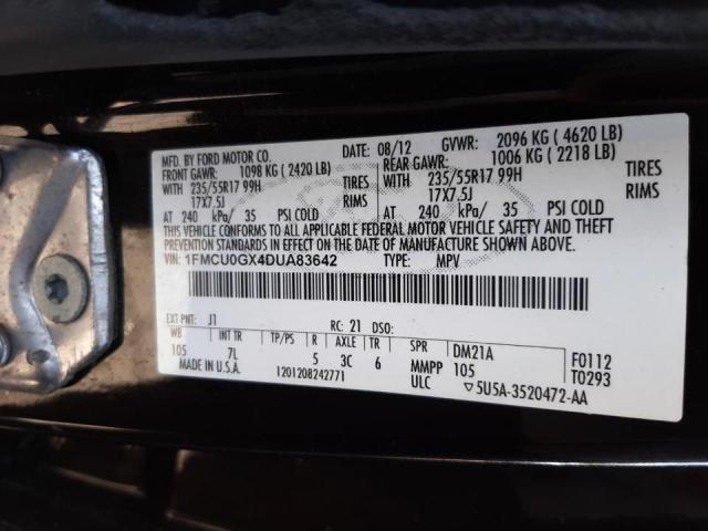 Photo 10 from auction – 2013 FORD ESCAPE SE with VIN 1FMCU0GX4DUA83642