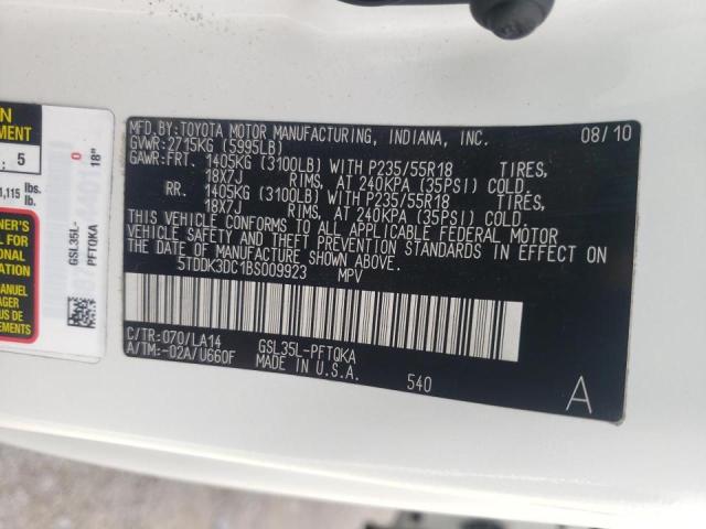 Photo 10 from auction – 2011 TOYOTA SIENNA XLE with VIN 5TDDK3DC1BS009923