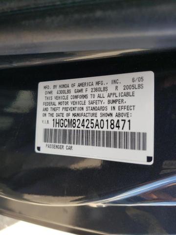 Photo 10 from auction – 2005 HONDA ACCORD se with VIN 1HGCM82425A018471