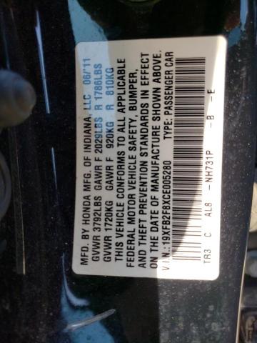 Photo 10 from auction – 2012 HONDA CIVIC EX with VIN 19XFB2F8XCE005280