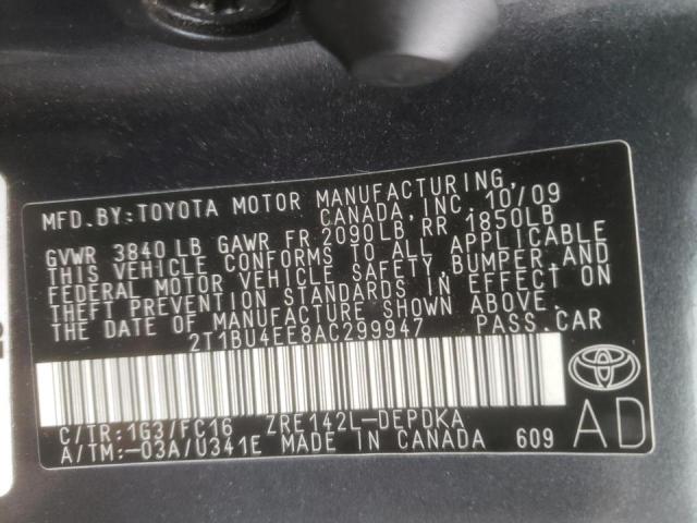 صورة رقم 10 من المزاد - 2010 TOYOTA COROLLA BA مع VIN 2T1BU4EE8AC299947