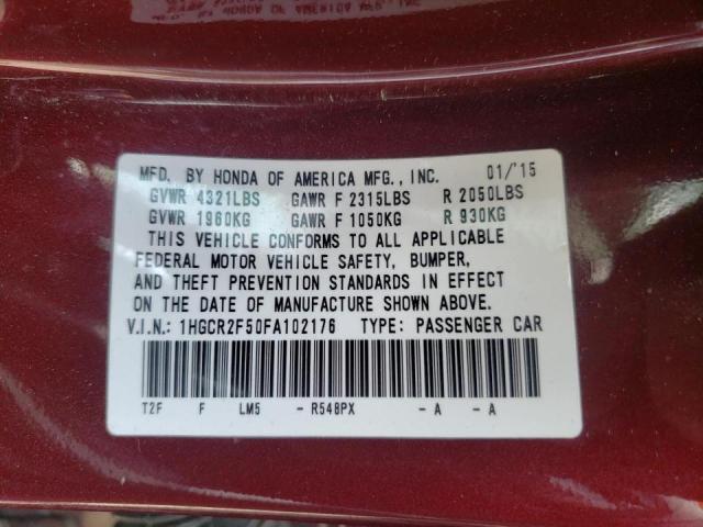Photo 10 from auction – 2015 HONDA ACCORD SPO with VIN 1HGCR2F50FA102176