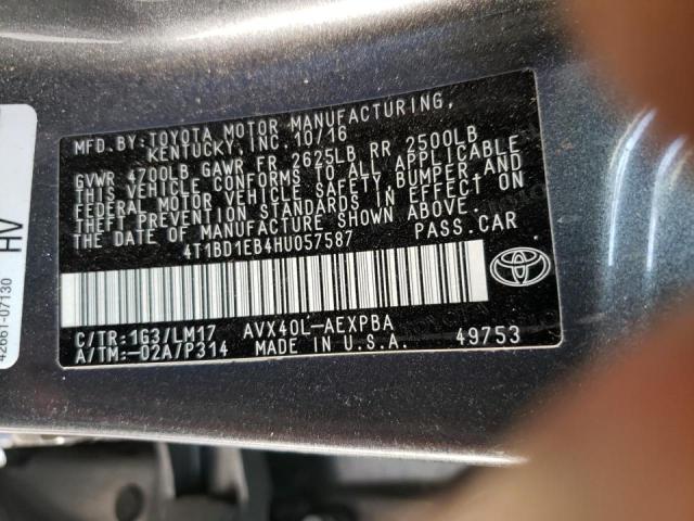 Photo 10 from auction – 2017 TOYOTA AVALON HYB with VIN 4T1BD1EB4HU057587