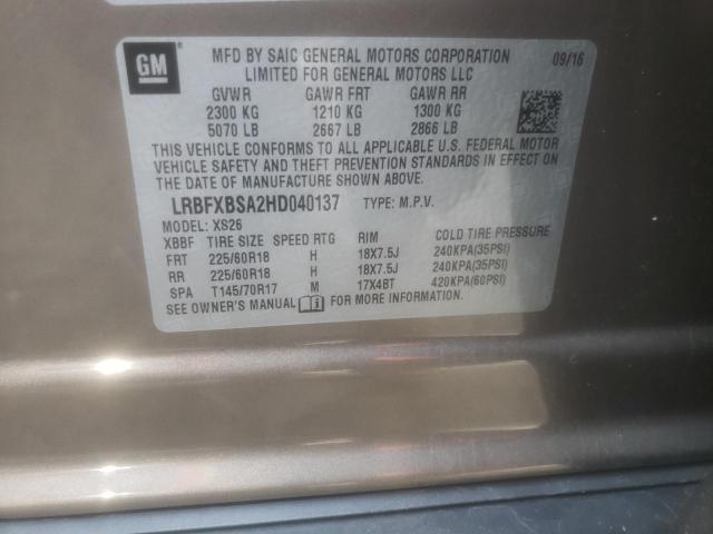 Photo 10 from auction – 2017 BUICK ENVISION E with VIN LRBFXBSA2HD040137