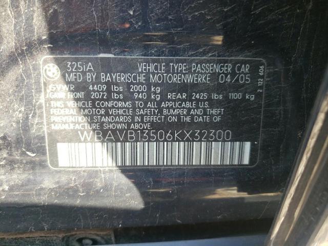 Photo 10 from auction – 2006 BMW 325 I with VIN WBAVB13506KX32300