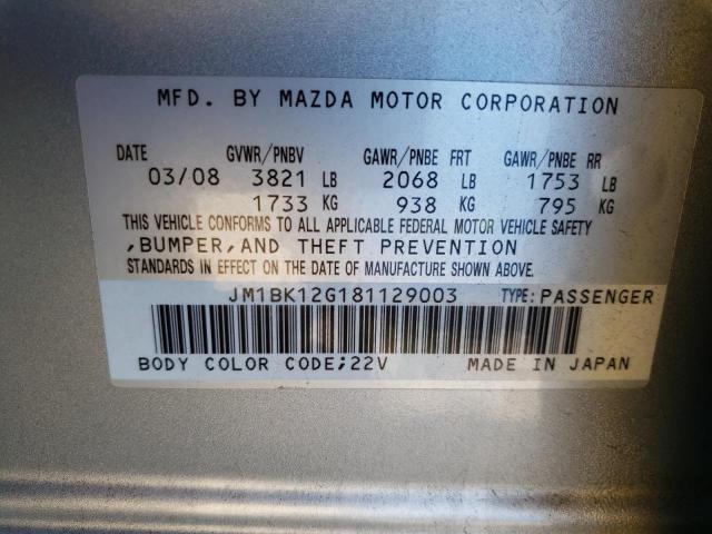 Photo 10 from auction – 2008 MAZDA 3 I with VIN JM1BK12G181129003