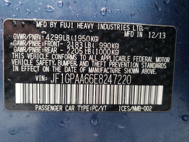 Photo 10 from auction – 2014 SUBARU IMPREZA with VIN JF1GPAA66E8247220