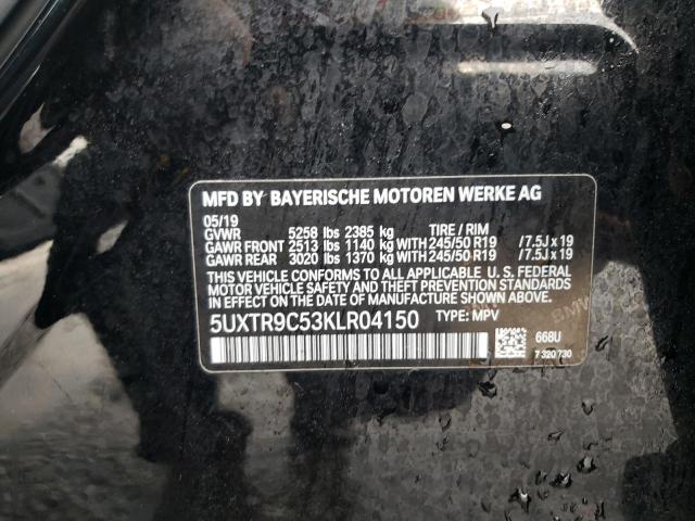 Photo 10 from auction – 2019 BMW X3 XDRIVE3 with VIN 5UXTR9C53KLR04150