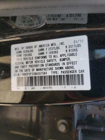 Photo 10 from auction – 2011 HONDA ACCORD LX with VIN 1HGCP2F30BA087564