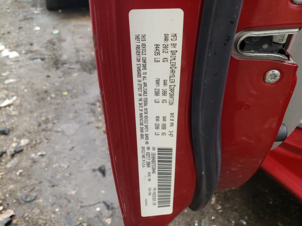Photo 10 from auction – 2007 DODGE CALIBER SX with VIN 1B3HB48B27D330446