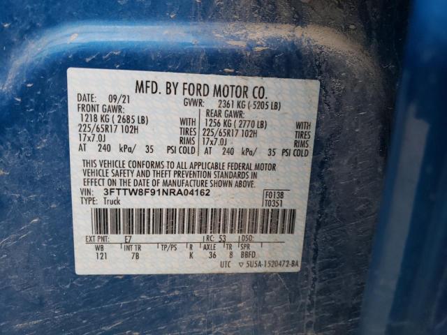Photo 10 from auction – 2022 FORD MAVERICK X with VIN 3FTTW8F91NRA04162