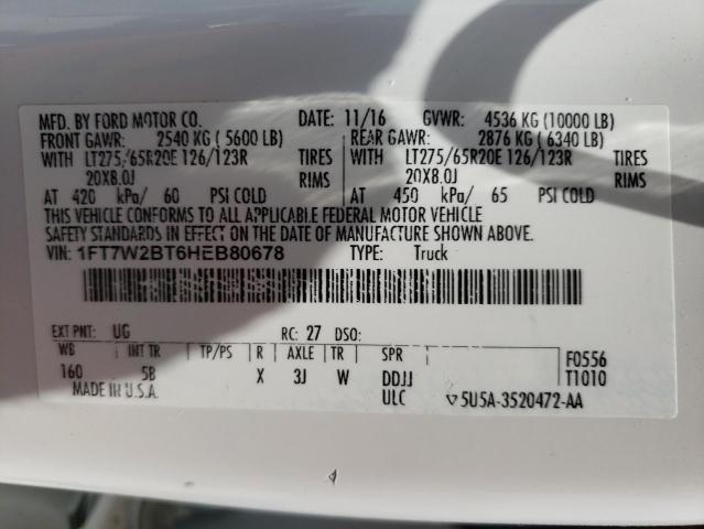 Photo 10 from auction – 2017 FORD F250 SUPER with VIN 1FT7W2BT6HEB80678