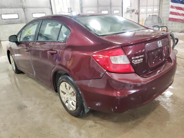 Photo 3 from auction – 2012 HONDA CIVIC LX with VIN 19XFB2F52CE105105