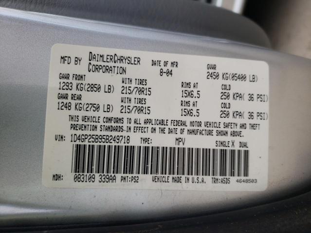 Photo 10 from auction – 2005 DODGE CARAVAN SE with VIN 1D4GP25B95B249718