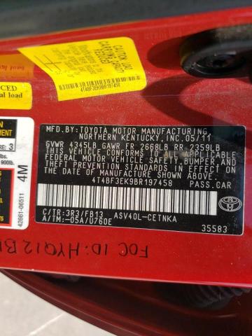 Photo 10 from auction – 2011 TOYOTA CAMRY BASE with VIN 4T4BF3EK9BR197458