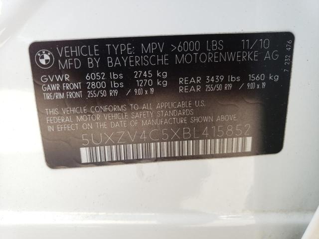 Photo 10 from auction – 2011 BMW X5 XDRIVE3 with VIN 5UXZV4C5XBL415852