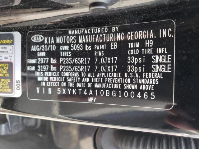Photo 10 from auction – 2011 KIA SORENTO BA with VIN 5XYKT4A10BG100465