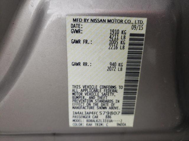 Photo 10 from auction – 2015 NISSAN ALTIMA 2.5 with VIN 1N4AL3AP4FC579807